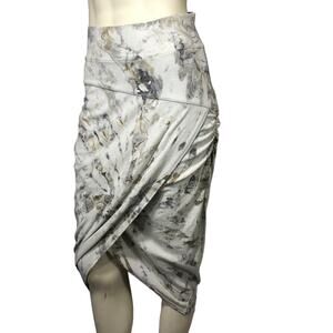 Hard Tail Ruched Wrap Midi Skirt Tie Dye Gray Medium
